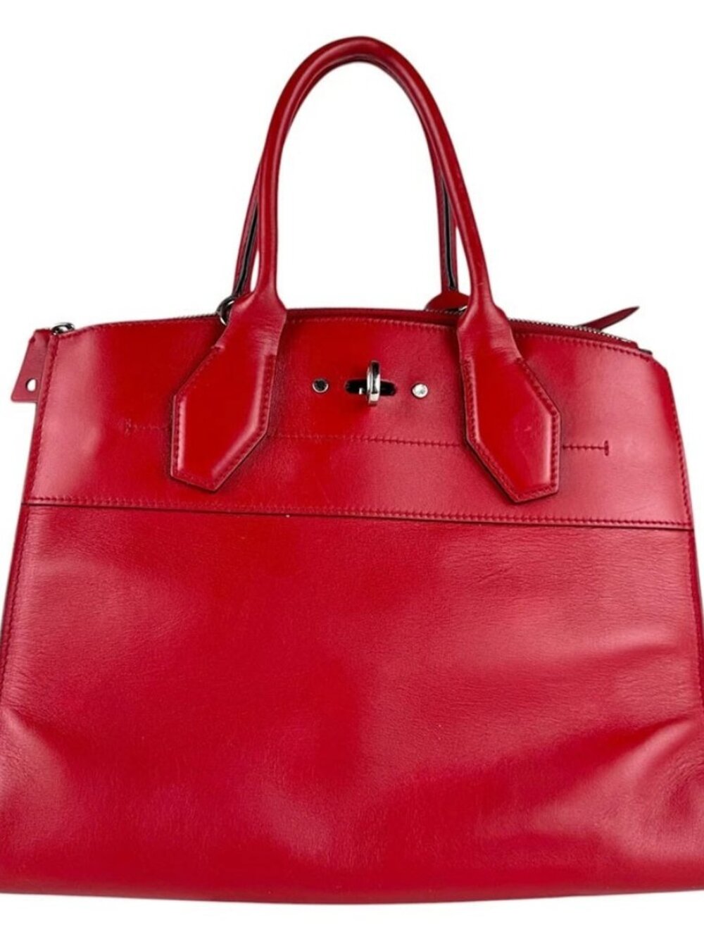 LOUIS VUITTON City Steamer MM Handbag Shoulder Bag Red Leather